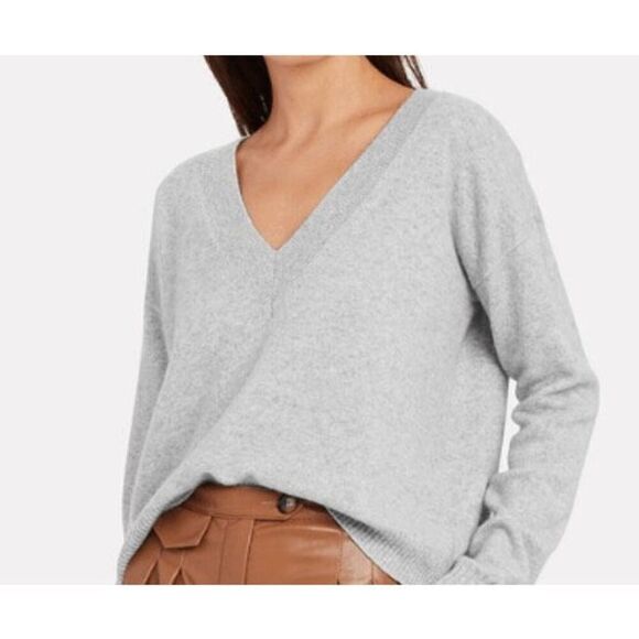 Intermix Gray Elroy V-Neck Cashmere Pullover Knit Sweater Women's Size Small - Picture 1 of 8